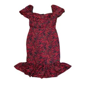 Lait Collection Red Floral Maxi Dress Boho Chic - Size XL